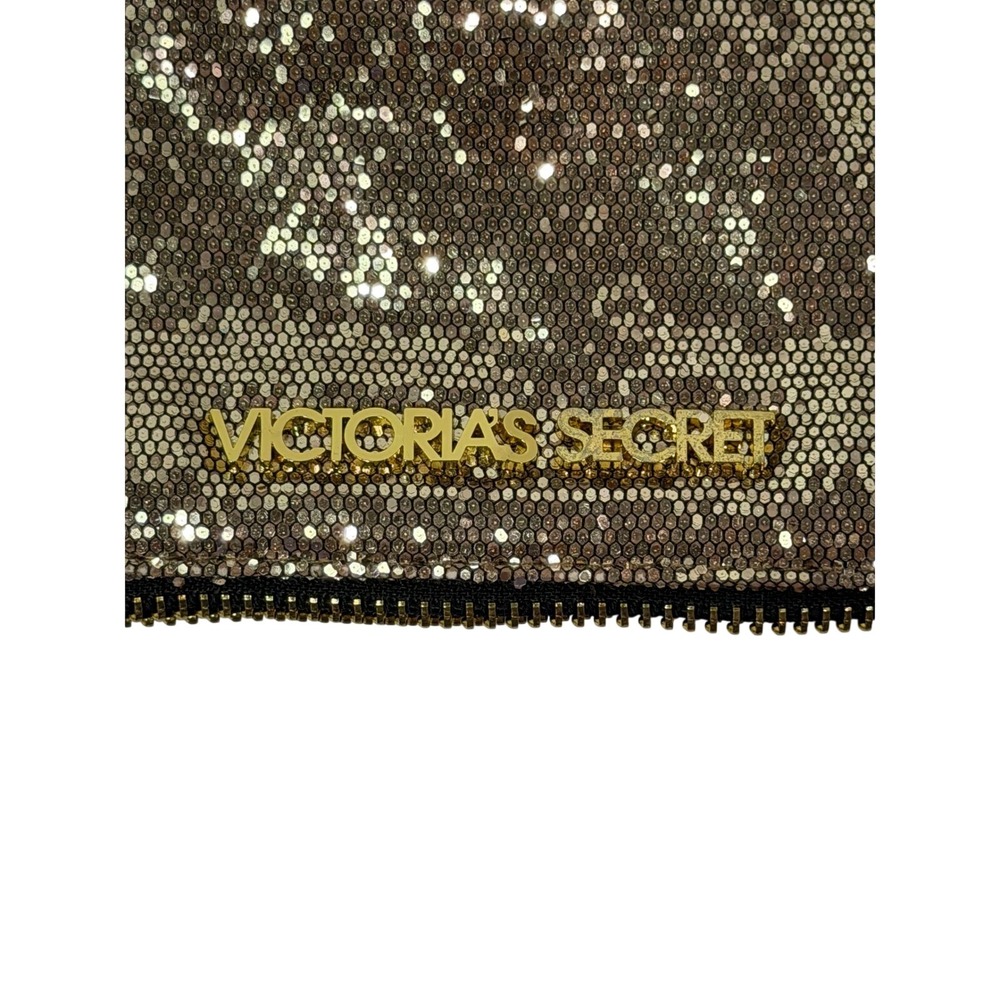 Victoria's Secret Glam Gold Sequin Clutch Bag Cosmetic Travel Metallic Y2K